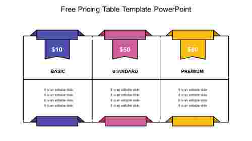 Free Pricing Table Template PowerPoint